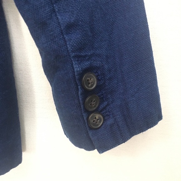 Old Navy Blazer Linen Blue Floral Lined Pockets - Picture 5 of 8